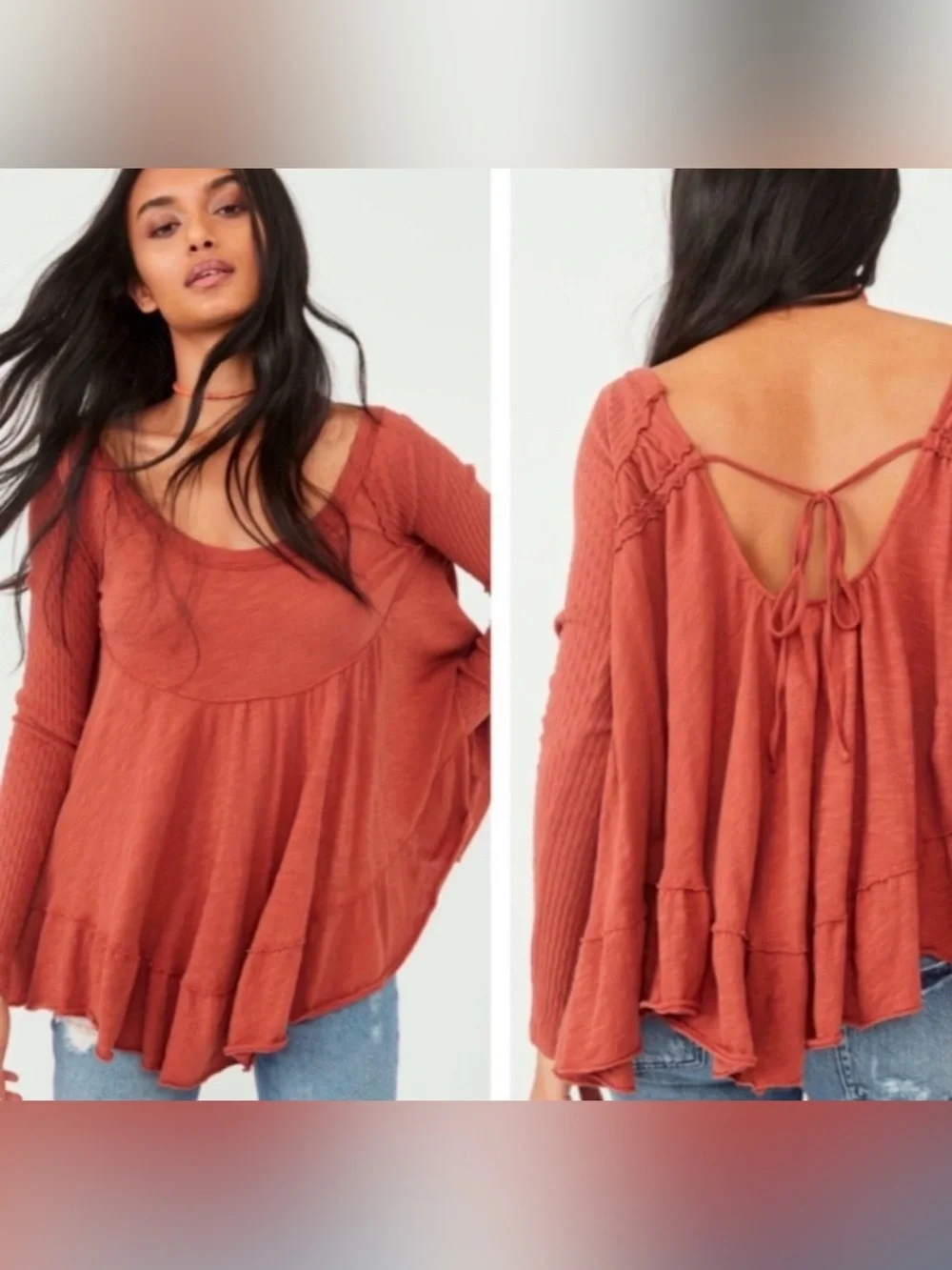 Free People we the free sundae top Rust Tie-Back Flowy Tunic